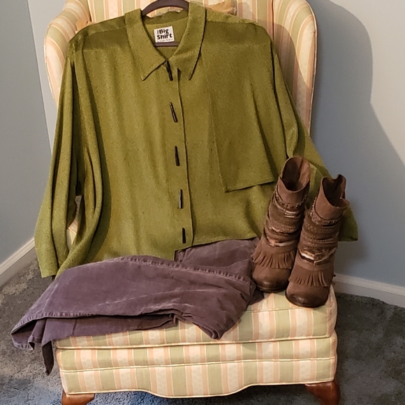 Vintage Lagenlook Aysemetrical Art to Wear Big Shirt Cape Drape Carole Thomkins - Picture 12 of 15